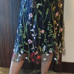 Shein Plus Floral embroidered mesh A-line dress.